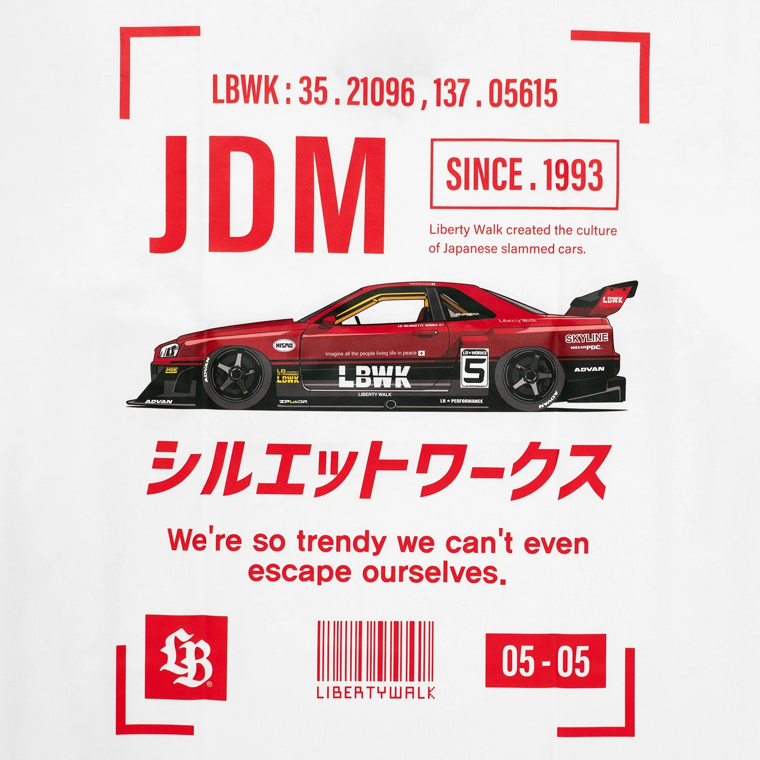 LB JDM 'Box' R34 T-Shirt White - Image 3